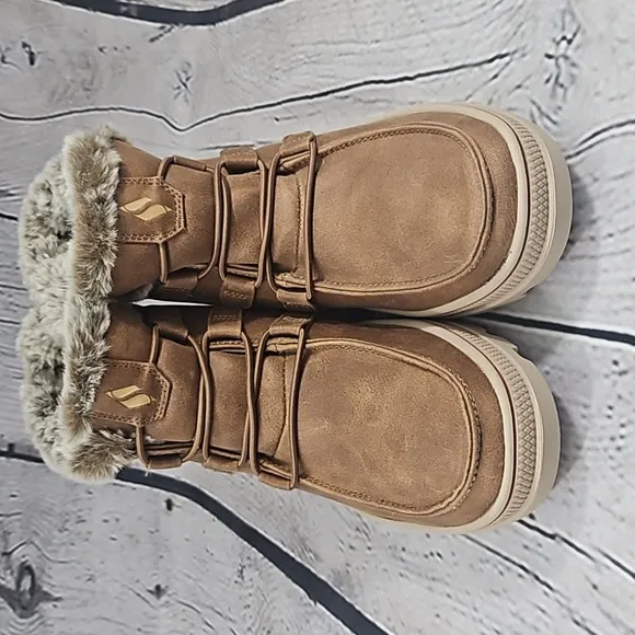 Skechers Street Los Angeles Women's Brown Faux Fur Vegan Ankle Boots Size 6