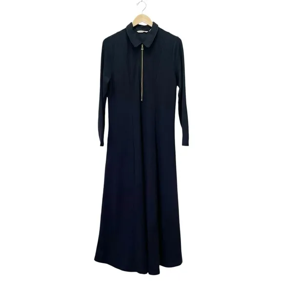 Soft Surroundings Black Maxi Dress Size PL Petite Large Ponte Knit Zip Front