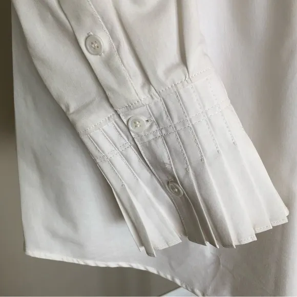 Soft Surroundings crisp white cotton tunic mini dress long top standup collar XS