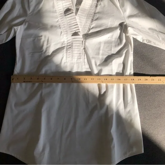 Soft Surroundings crisp white cotton tunic mini dress long top standup collar XS