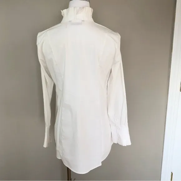 Soft Surroundings crisp white cotton tunic mini dress long top standup collar XS