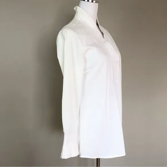 Soft Surroundings crisp white cotton tunic mini dress long top standup collar XS