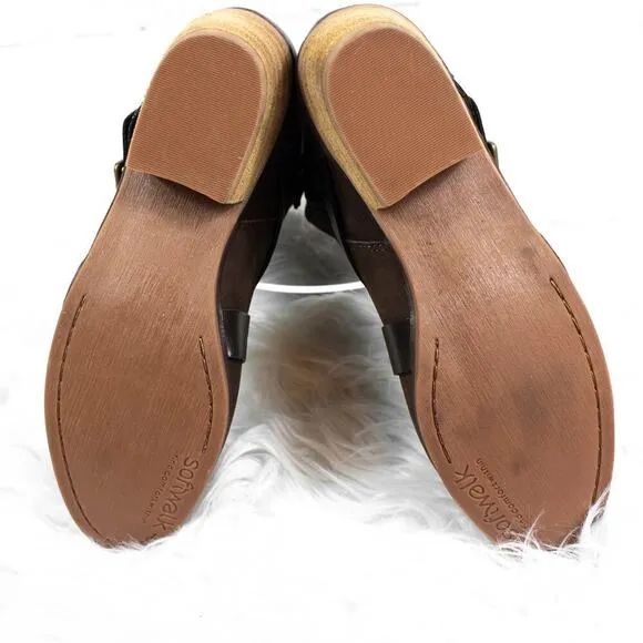 Softwalk Brown Suede Faux Shearling Fur Buckle High Ankle Mid Calf Boots 9 Wide