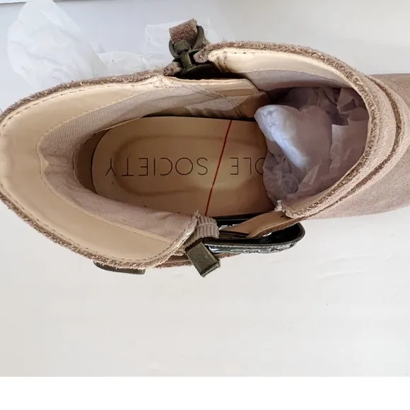 Sole Society Buckle Suede Leather Booties