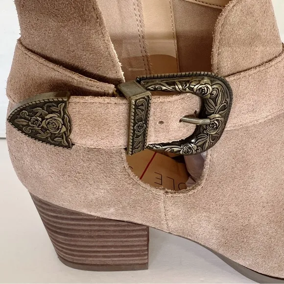 Sole Society Buckle Suede Leather Booties