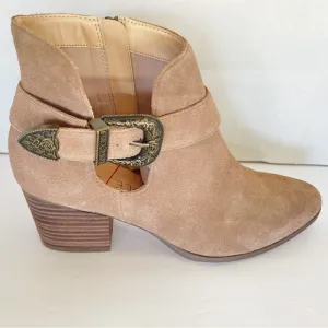 Sole Society Buckle Suede Leather Booties