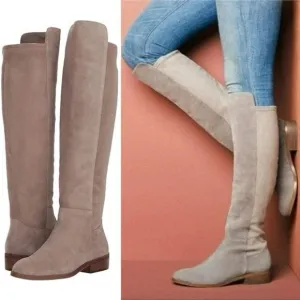 Sole Society Calypso Knee High Suede Gray Boots 10 Riding over the knee pull on