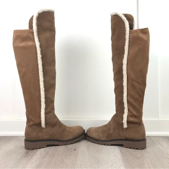 Sole Society Juno Suede with Faux Shearling Over the Knee Boots Size 8
