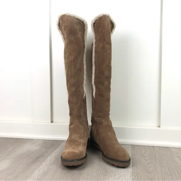 Sole Society Juno Suede with Faux Shearling Over the Knee Boots Size 8