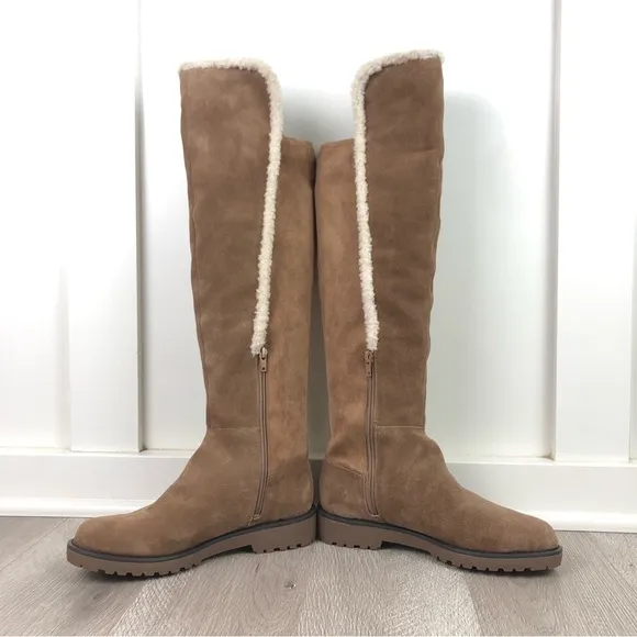 Sole Society Juno Suede with Faux Shearling Over the Knee Boots Size 8