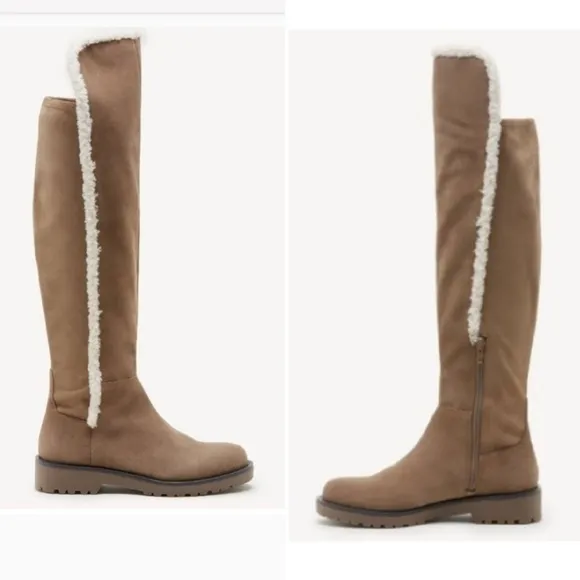 Sole Society Juno Suede with Faux Shearling Over the Knee Boots Size 8