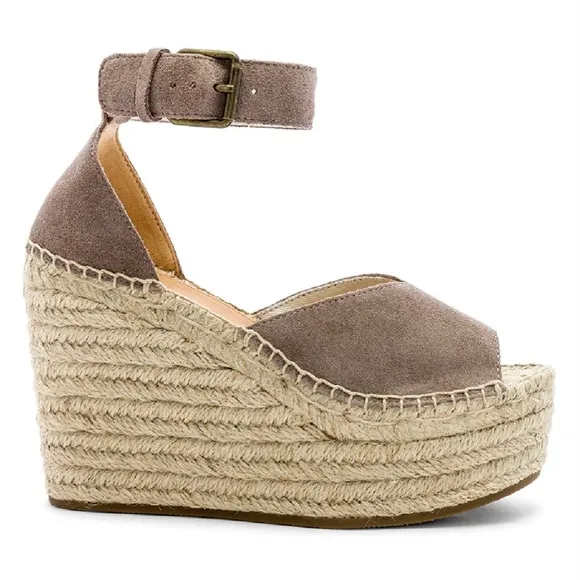 Soludos Positano Scale Ash Suede Womens Ankle Strap Espadrille Wedge Sandals 9