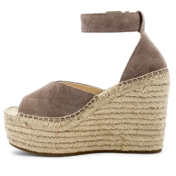 Soludos Positano Scale Ash Suede Womens Ankle Strap Espadrille Wedge Sandals 9