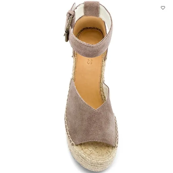 Soludos Positano Scale Ash Suede Womens Ankle Strap Espadrille Wedge Sandals 9