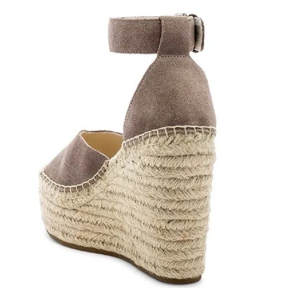 Soludos Positano Scale Ash Suede Womens Ankle Strap Espadrille Wedge Sandals 9