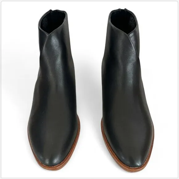 Soludos Venetian Black Leather Ankle Bootie Boots Stacked Block Heel NEW NIB 6