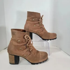 Sorel Addington Chelsea Lace Up Ankle Boots Elk Tan Brown Leather 9 waterproof