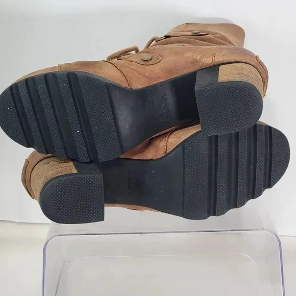 Sorel Addington Chelsea Lace Up Ankle Boots Elk Tan Brown Leather 9 waterproof