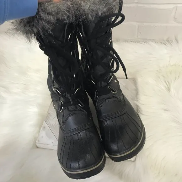 {Sorel} Black Winter Faux Fur Boots