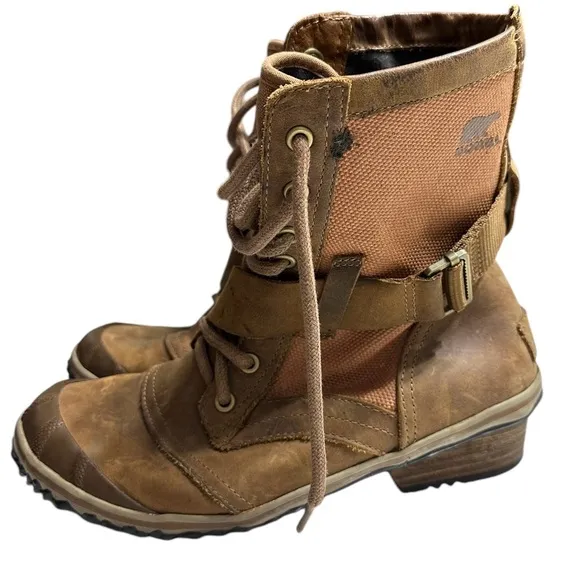 Sorel Boots Womens Seven 7 Lace Autumn BronzeMidCalf Buckle Waterproof B4
