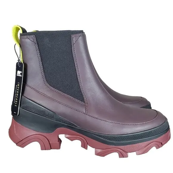 Sorel Brex Chelsea Womens Waterproof Pull On Boots Cinder Burgundy Sz 8 39 New