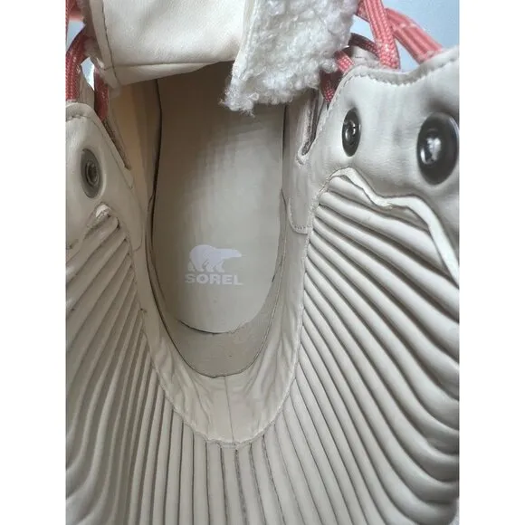 Sorel Brex Cozy Lace-Up Womens Boots Faux Fur Leather Beige Size 11