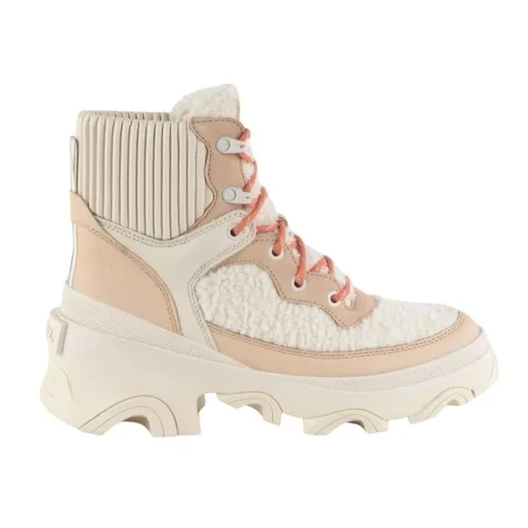 Sorel Brex Cozy Lace-Up Womens Boots Faux Fur Leather Beige Size 11