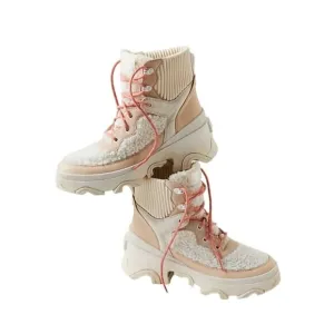 Sorel Brex Cozy Lace-Up Womens Boots Faux Fur Leather Beige Size 11