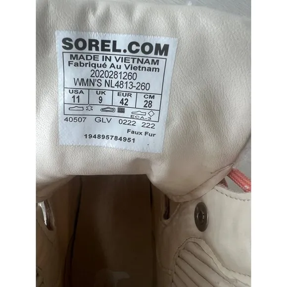Sorel Brex Cozy Lace-Up Womens Boots Faux Fur Leather Beige Size 11