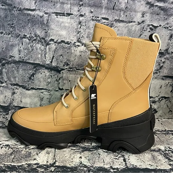 SOREL Brex Lace Boots Women's 10.5 Tawny Buff / Black Waterproof Leather