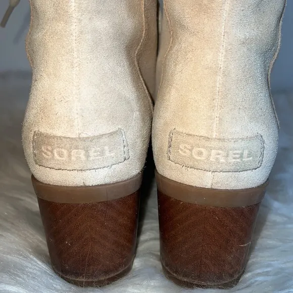 Sorel Cate Beige Suede Lace Boots Sz-8