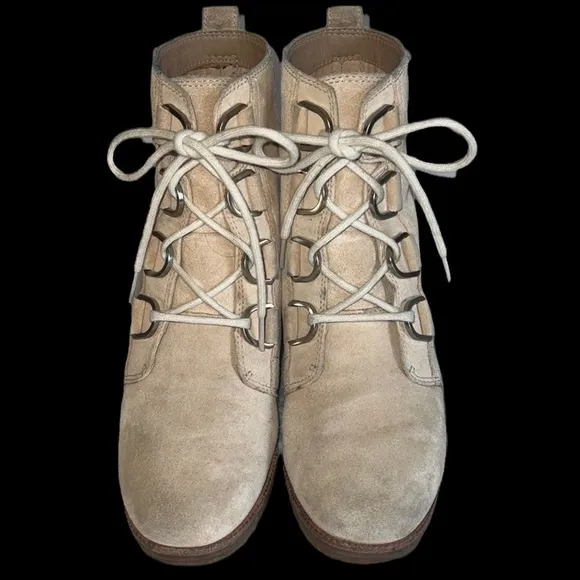 Sorel Cate Beige Suede Lace Boots Sz-8