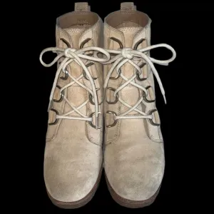 Sorel Cate Beige Suede Lace Boots Sz-8
