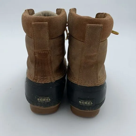 Sorel Cheyanne brown leather waterproof insulated duck boots Womans size 7
