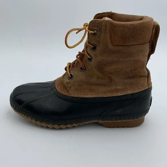 Sorel Cheyanne brown leather waterproof insulated duck boots Womans size 7
