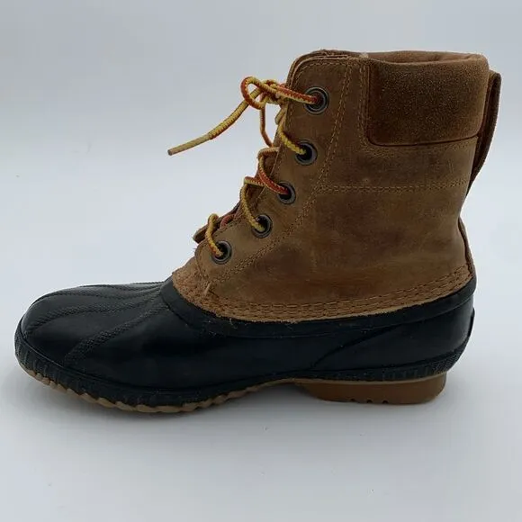 Sorel Cheyanne brown leather waterproof insulated duck boots Womans size 7
