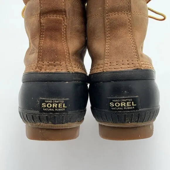 Sorel Cheyanne brown leather waterproof insulated duck boots Womans size 7