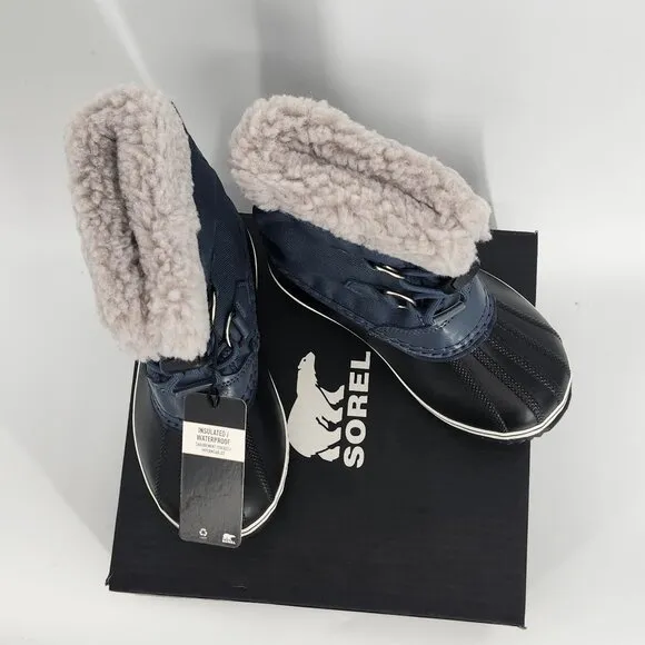 Sorel Children's Yoot Pac Nylon Winter Boots Uniform Blue/Black Size 12 NWB