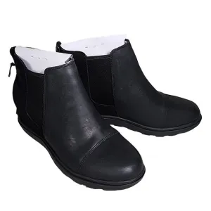 Sorel Evie II Womens Chelsea Black Wedge Leather Ankle Boots Size 7.5 NWT