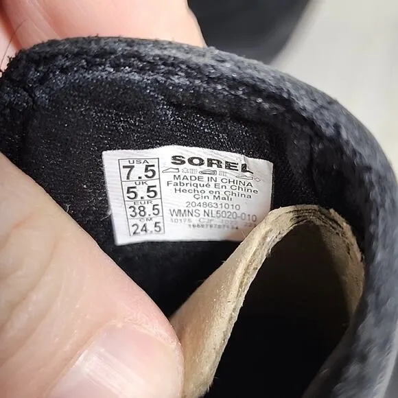 Sorel Evie II Womens Chelsea Black Wedge Leather Ankle Boots Size 7.5 NWT