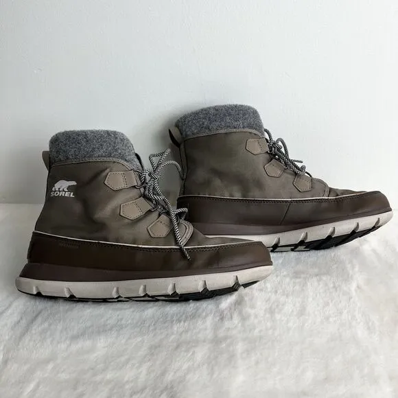 Sorel Explorer Carnival Women’s Winter Boots Waterproof Brown Gray Tan Sz 10.5