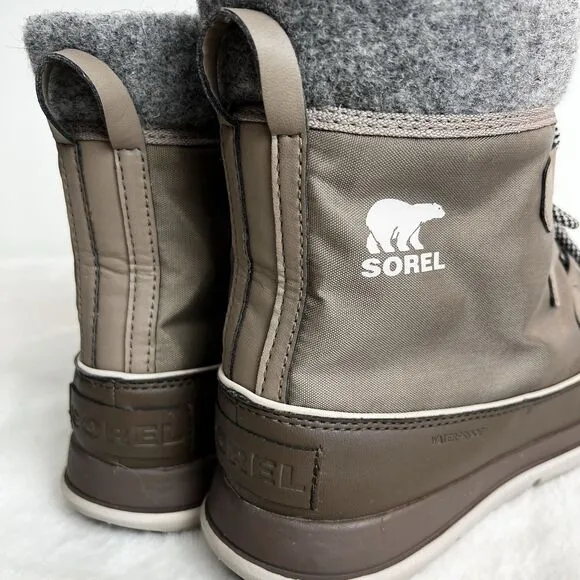 Sorel Explorer Carnival Women’s Winter Boots Waterproof Brown Gray Tan Sz 10.5