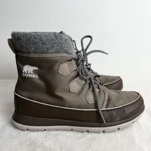 Sorel Explorer Carnival Women’s Winter Boots Waterproof Brown Gray Tan Sz 10.5
