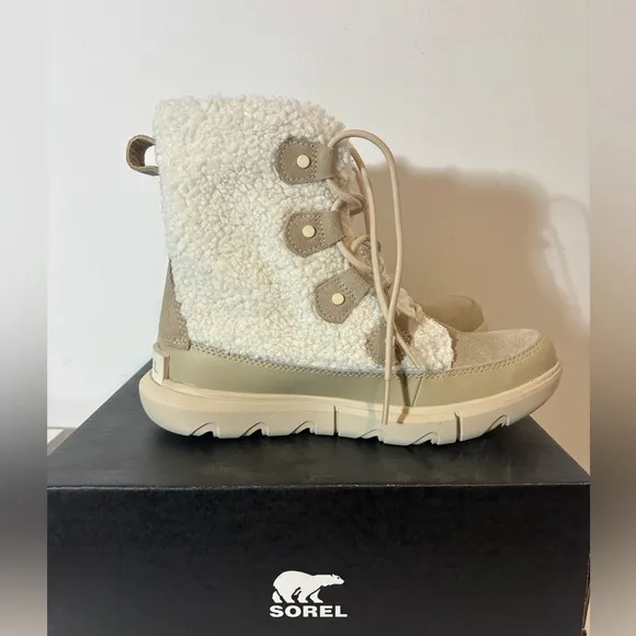 SOREL Explorer II Joan Cozy NIB Size 8 Fall Winter Boots Ancient Fossil Sea Salt