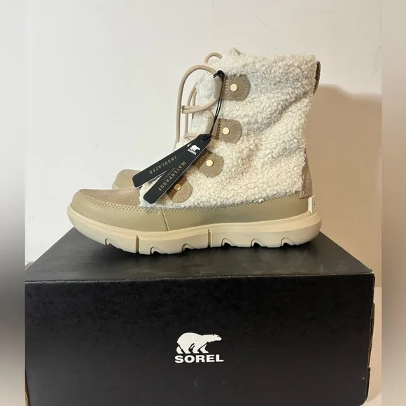 SOREL Explorer II Joan Cozy NIB Size 8 Fall Winter Boots Ancient Fossil Sea Salt