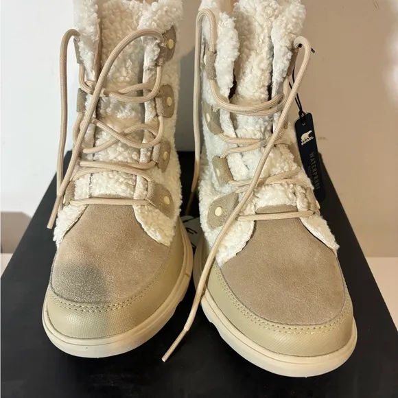 SOREL Explorer II Joan Cozy NIB Size 8 Fall Winter Boots Ancient Fossil Sea Salt
