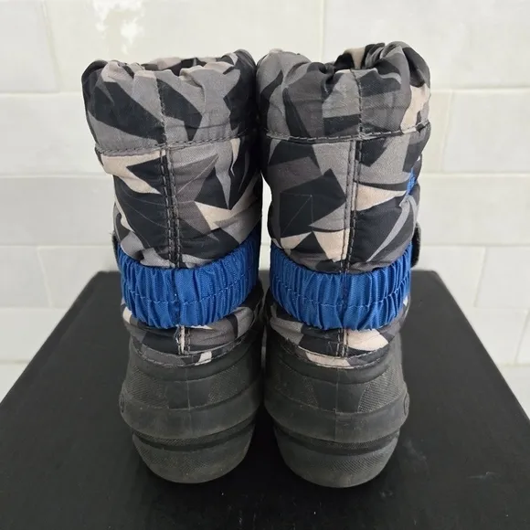 Sorel Flurry Insulated Waterproof Winter Snow Boot Boys Black Blue Size 6 NV2655
