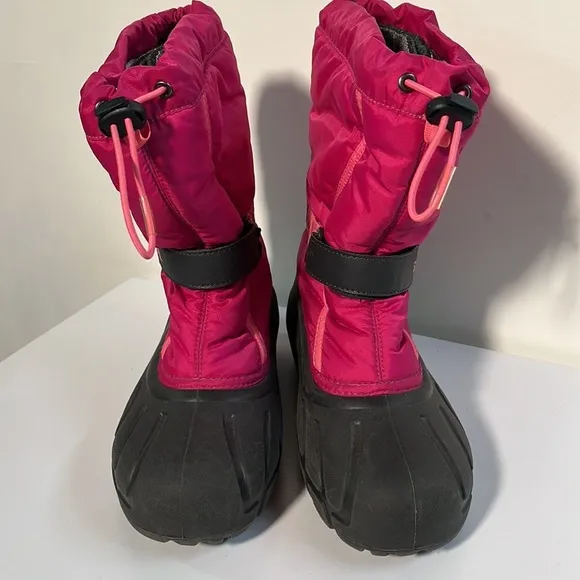 SOREL Girl's Youth &quot;Flurry&quot; Winter Drawstring Snow Boots Deep Blush SZ 6 Big Kid
