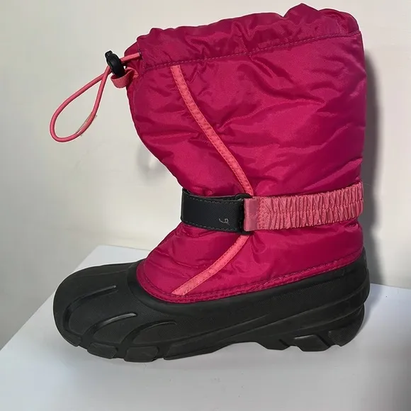 SOREL Girl's Youth &quot;Flurry&quot; Winter Drawstring Snow Boots Deep Blush SZ 6 Big Kid