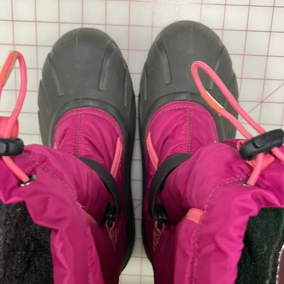 SOREL Girl's Youth &quot;Flurry&quot; Winter Drawstring Snow Boots Deep Blush SZ 6 Big Kid